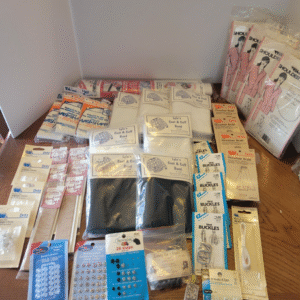 Lot Of Vtg Sewing Supplies Shapers, Bands, Snaps, Twist Pins, Braid, buckles