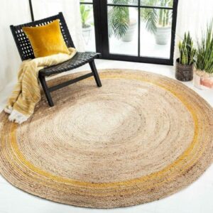 Rug Round Jute 100% Natural Jute Braided style rug Reversible Modern rustic look