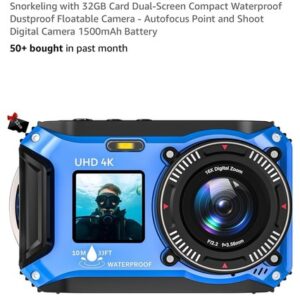 Digital Camera - 4K 56MP 33FT UHD Underwater Camera for Snorkeling with 32GB Car