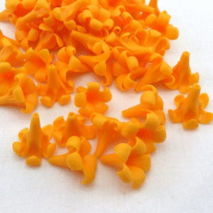 Orange Puakenikeni Clay Flowers, Yellow Orange, Clay Flowers for Jewelry