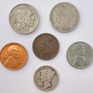 Starter Collection Lot of 6 US Coins, UNCIRCULATED, SILVER, & 100+ YEAR OLD
