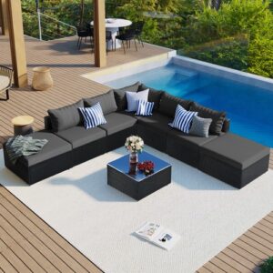 Outdoor Patio Furniture Sets - Garden Wicker Sofa Set, Combinable Single Sofas