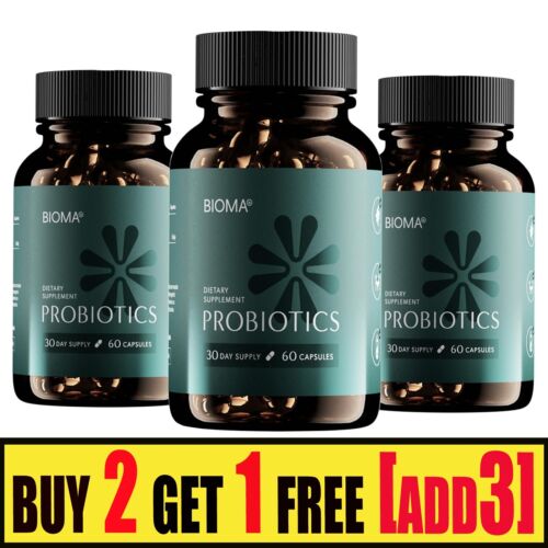 Bioma Probiotics for Digestive Health 3-in-1 Gut Health Formula 60 Capsules US