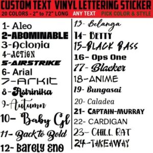 Custom Text Vinyl Lettering Sticker Decal Personalized -ANY TEXT - ANY NAME - [x