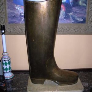 Unique Find Antique Brass Boot with Marble Base