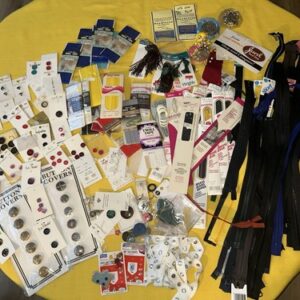 Lot Of Vintage Sewing Supplies: 42 Zippers, ~1 Lb Buttons, 17 Bias Tape And More