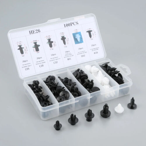 100pc Fasteners Trim Panel Clips Bumper Fender Push Pin Rivets Parts Accessories