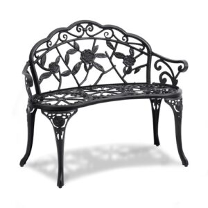Outdoor Bench 38.8in Metal Garden Bench 480lbs Park Patio Yard Porch Bench