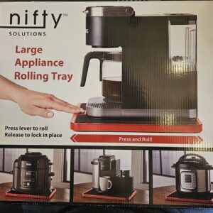 Nifty LARGE Appliance Rolling Tray - Black & Red Home Kitchen Counter Organizer