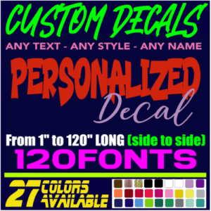 Custom Decal Sticker Vinyl Lettering Personalized Text,Window Wall Car Truck (14