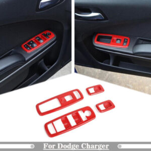 For 2011-2023 Dodge Charger Red Interior Car Window Lift Switch Panel Cover Trim