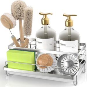 Cisily Stainless Steel Sponge Holder for Kitchen, Sink Caddy Sink Organizer Rack