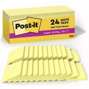 Post-it Canary Yellow Note Pads 3 x 3 90-Sheet 24/Pack