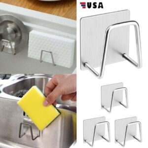 4pcs Adhesive Sponge Holder Sink Caddy for Kitchen Accessories Stainless Steel
