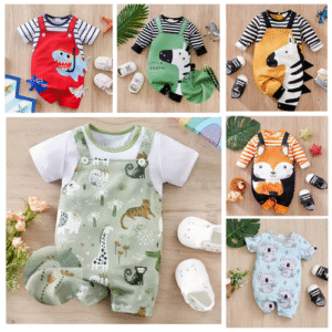 Infant Zoo Animal Rompers 0-18 Months & Newborns Baby Boys - Cute Play Bodysuit