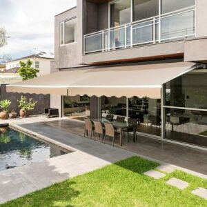 Patio Awning Manual Retractable Sun Shade Canopy Outdoor Deck Shelter 4 Size