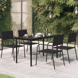 vidaXL Garden Dining Table Black Powder-coated steel, glass